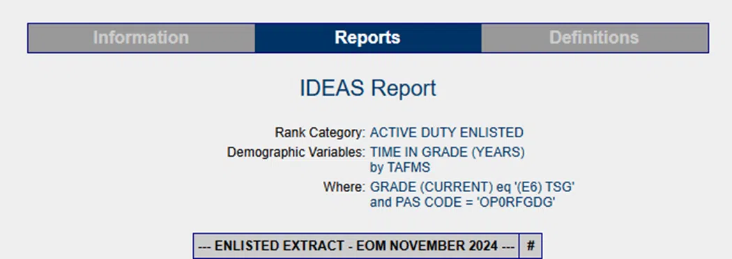 IDEAS report for active duty enlisted, November 2024